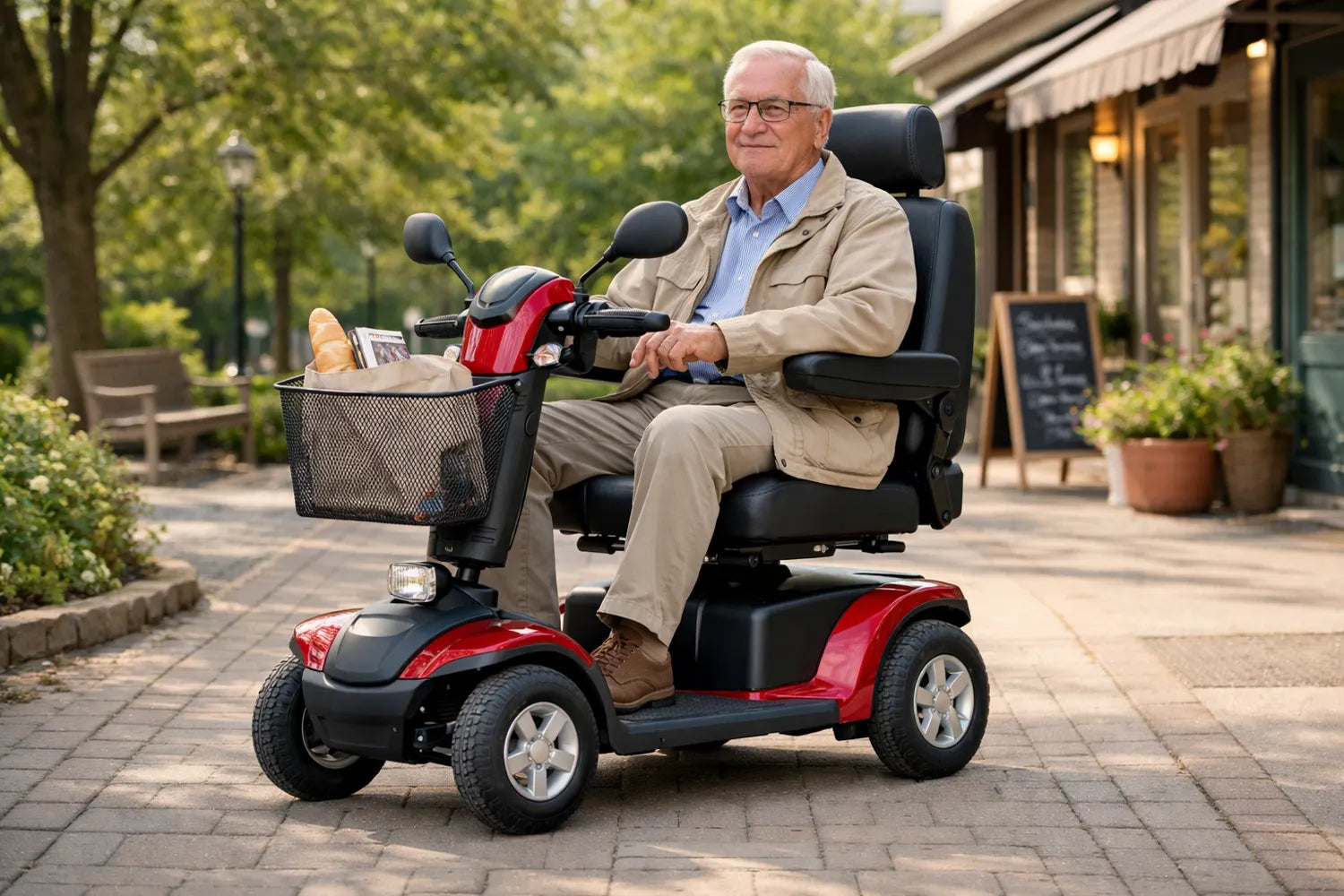 Elektromobil für den Alltag mit Sitz und Korb – sicherer Senioren-Scooter für komfortable Mobilität