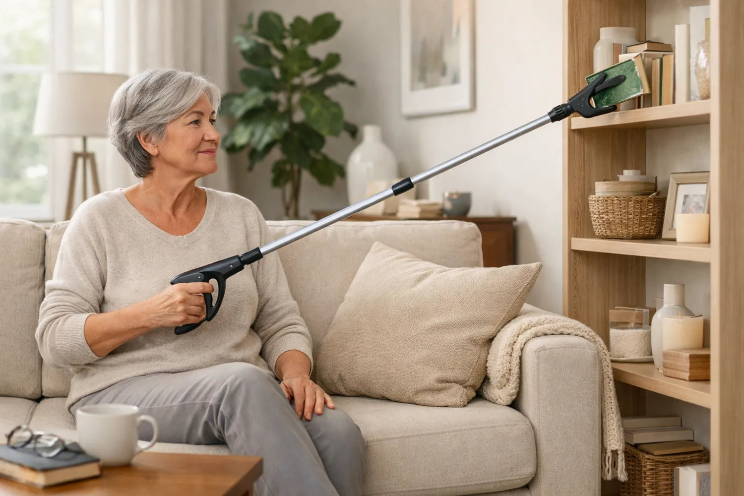 Alltagshilfe Greifer mit extra langem Griff – selbstständiges Greifen ohne Bücken im Haushalt