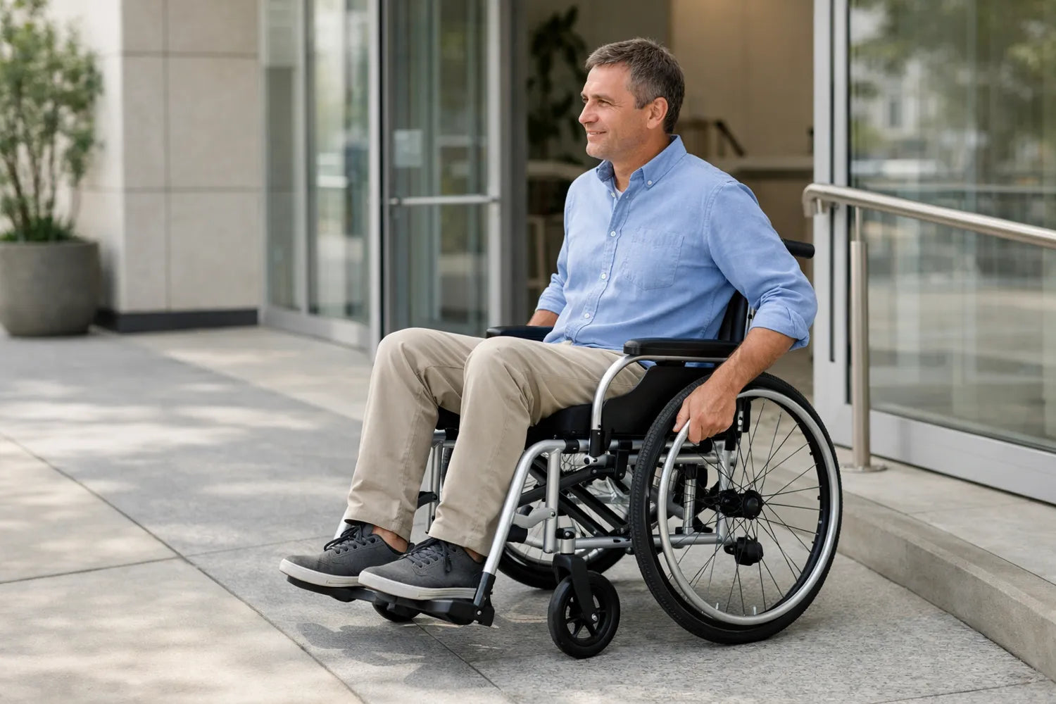 Leichter Rollstuhl aus Aluminium im Alltagseinsatz – faltbar, mobil und mit geringem Kraftaufwand nutzbar