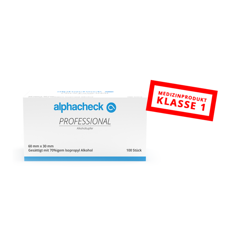 Alphacheck Professional Alkoholtupfer 3 x 6 cm | Packung (100 Stück)
