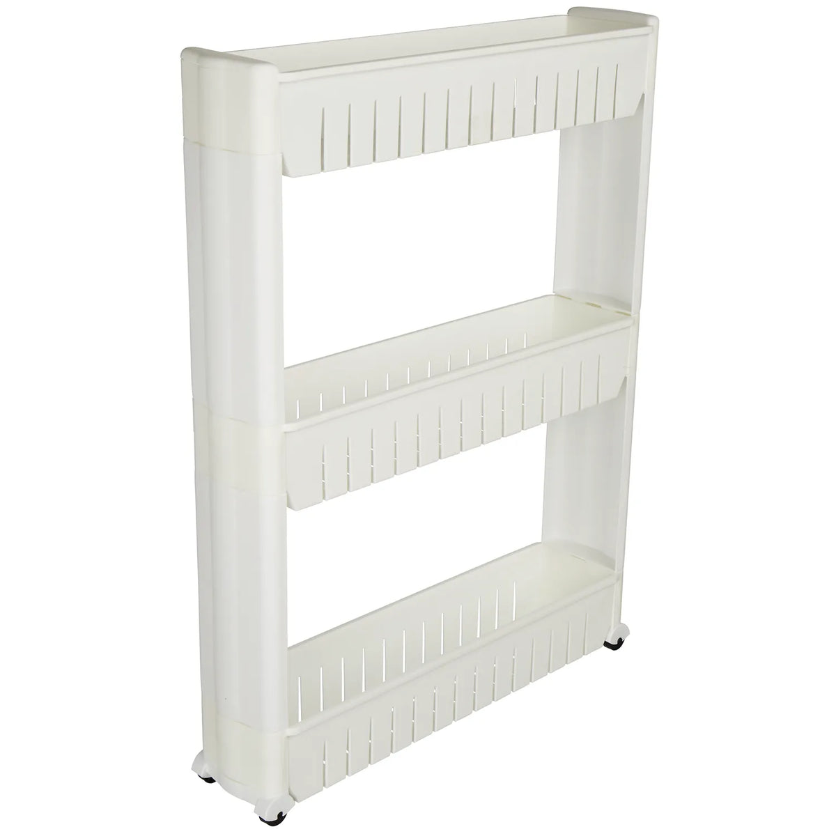 Platzsparregal „Mobil“ schmales Rollregal mit 3 Körben auf Rollen für Bad & Küche, ideal für Nischen neben Waschmaschine oder Kühlschrank