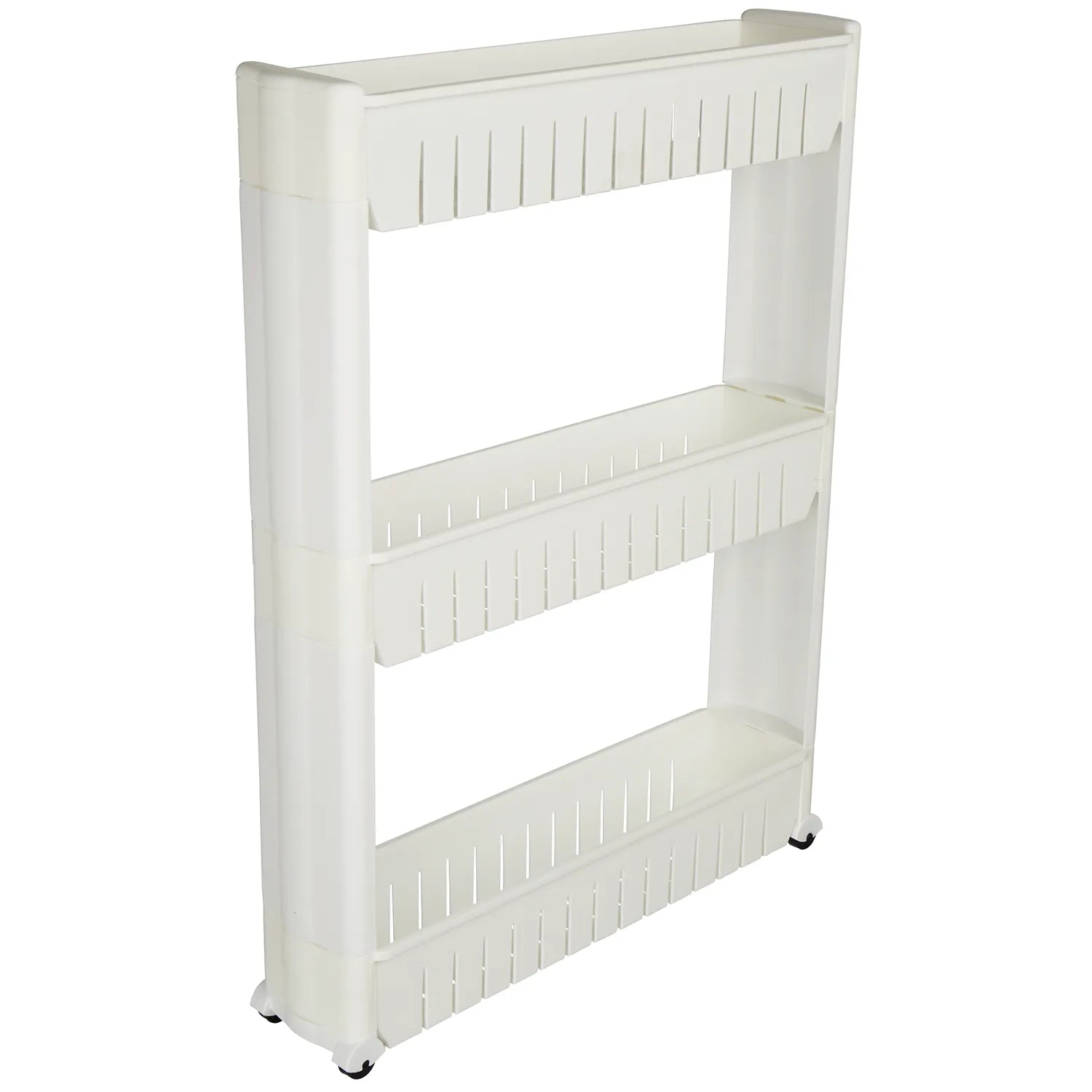Platzsparregal „Mobil“ schmales Rollregal mit 3 Körben auf Rollen für Bad & Küche, ideal für Nischen neben Waschmaschine oder Kühlschrank