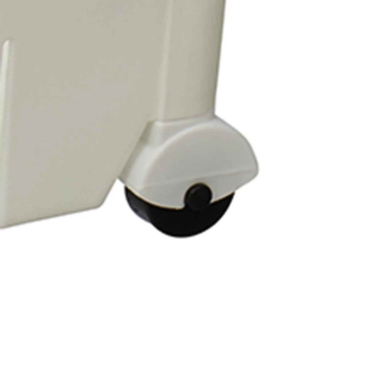 Platzsparregal „Mobil“ – Detail der leichtgängigen Rolle für schmales Rollregal mit 3 Körben, ideal für Bad und Küche