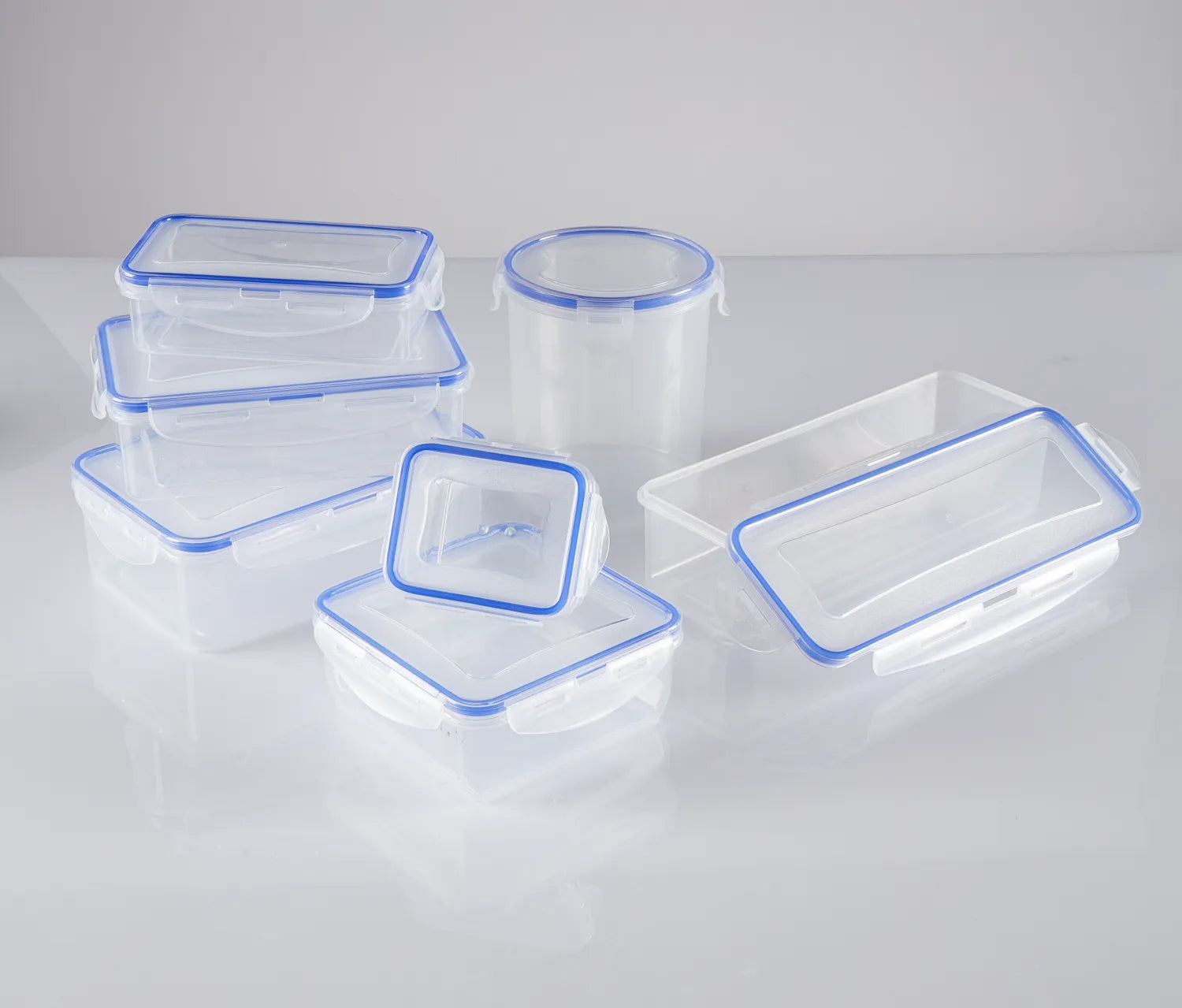 Frischhaltedosen-Set 14-teilig mit Klickdeckeln – transparente Vorratsdosen für Küche, Kühlschrank & Lebensmittelaufbewahrung