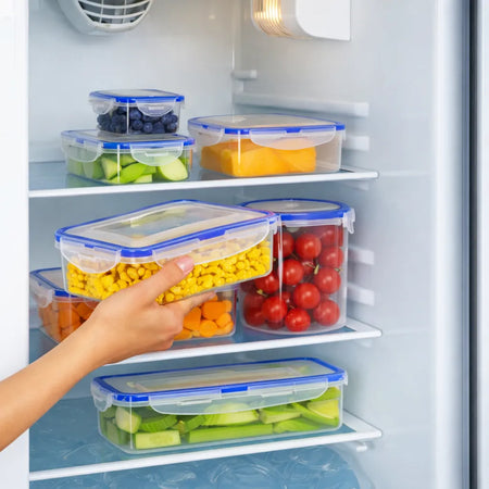 Frischhaltedosen-Set 14-teilig mit Klickdeckeln im Kühlschrank – transparente Vorratsdosen für Obst, Gemüse und Meal Prep