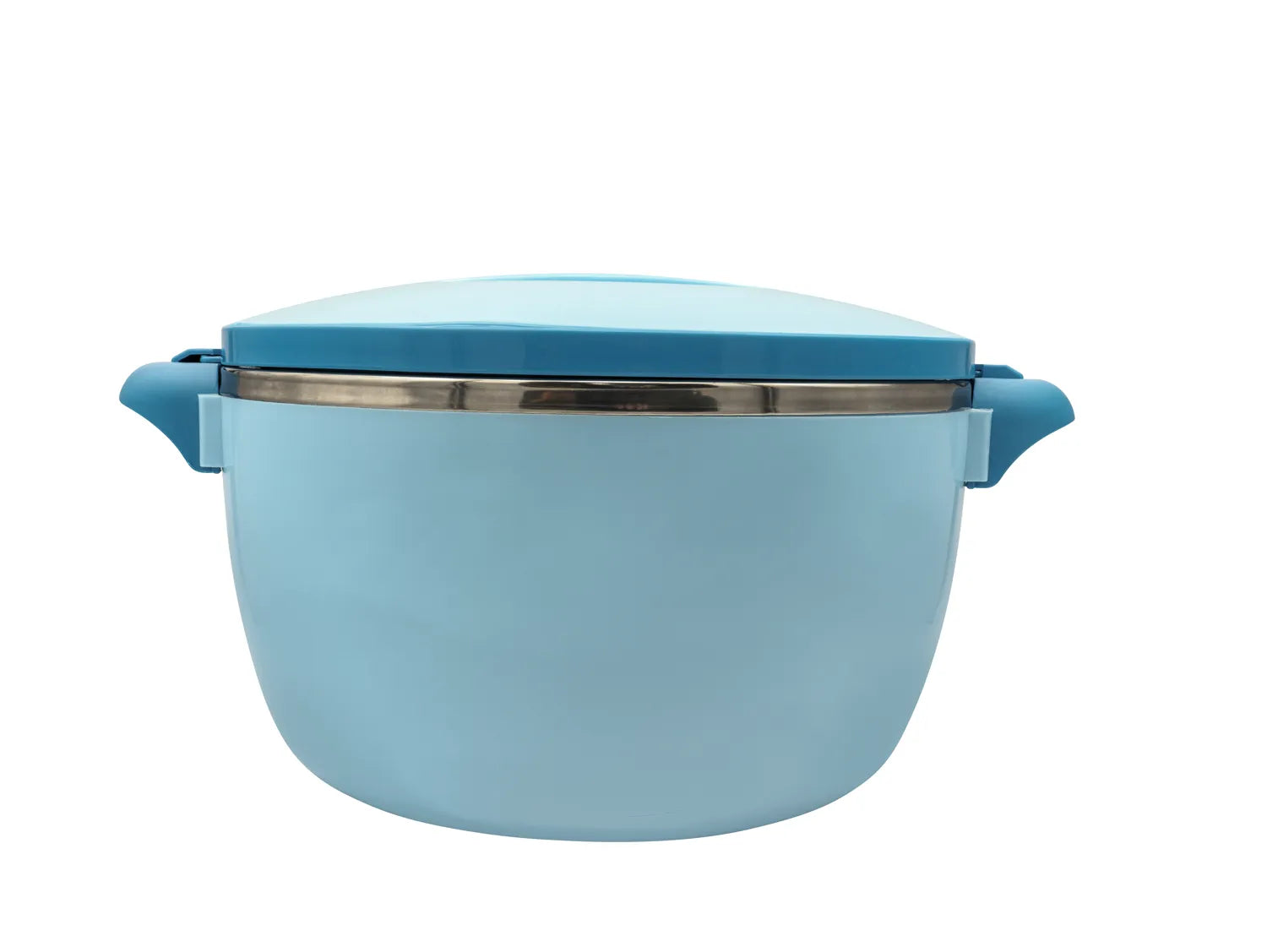 Warmhalte-Schüssel 36 Liter mit Edelstahl-Innenbehälter, blau, mit Deckel – hält Speisen lange warm