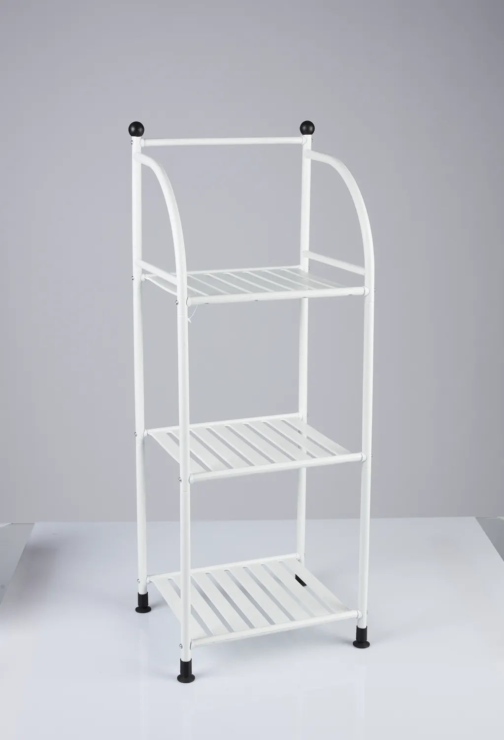 Multi-Haushaltsregal 3-fach aus Metall in Weiß, platzsparendes Standregal mit 3 Ablagen für Küche, Bad oder Waschküche