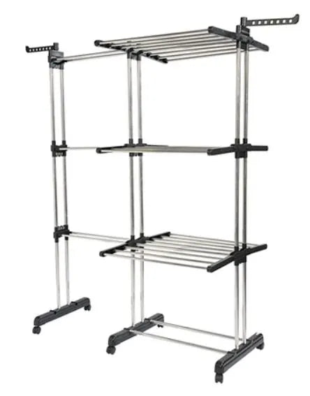 Turmwäschetrockner variabel Turm-Wäscheständer platzsparend mit 3 Ebenen und Rollen für Wohnung, Bad oder Waschküche