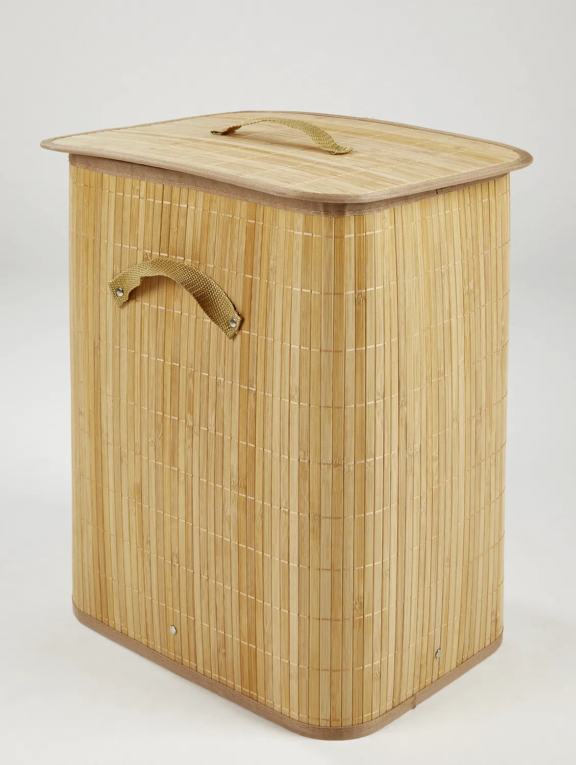 Bambus Wäschesammler mit Deckel, stabiler Wäschekorb aus Bambus mit Griffen – geruchsneutral und dekorativ fürs Bad
