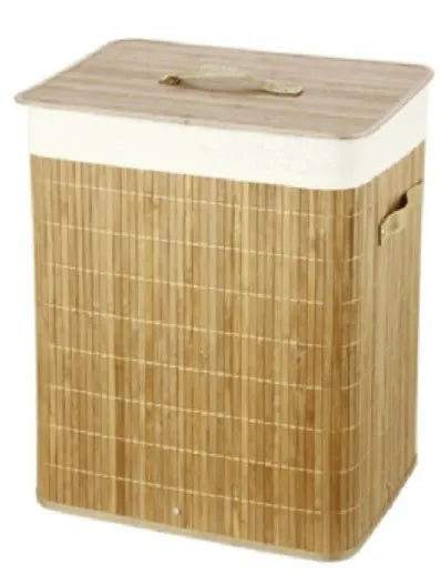 Bambus Wäschesammler mit Deckel, stabiler Wäschekorb in natürlicher Optik, geruchsneutral und ideal fürs Bad oder Schlafzimmer