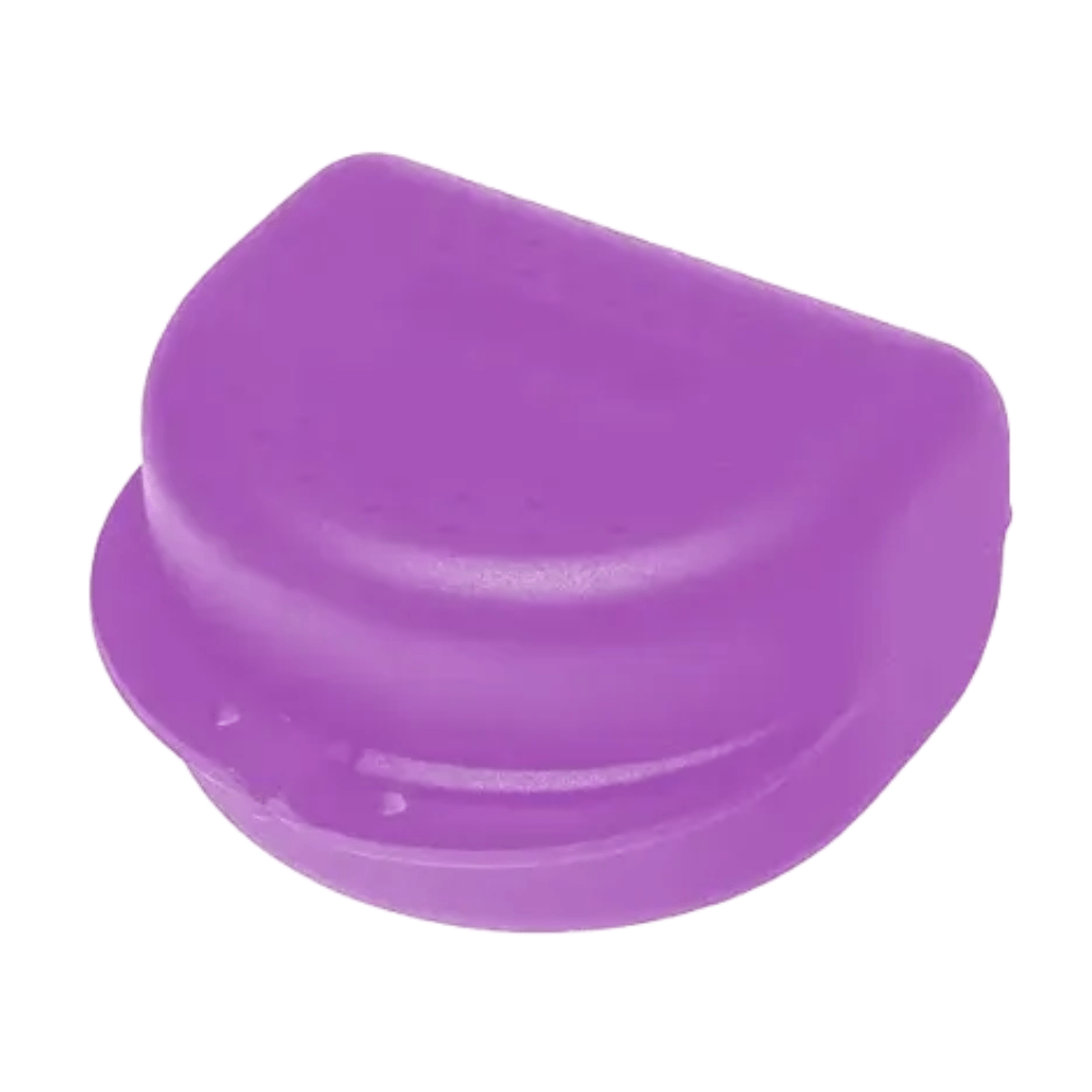 Zahnspangenbox AMPri Dental für Erwachsene, stabile PP Aufbewahrungsbox für Zahnspange, lila, 80×80×45 mm