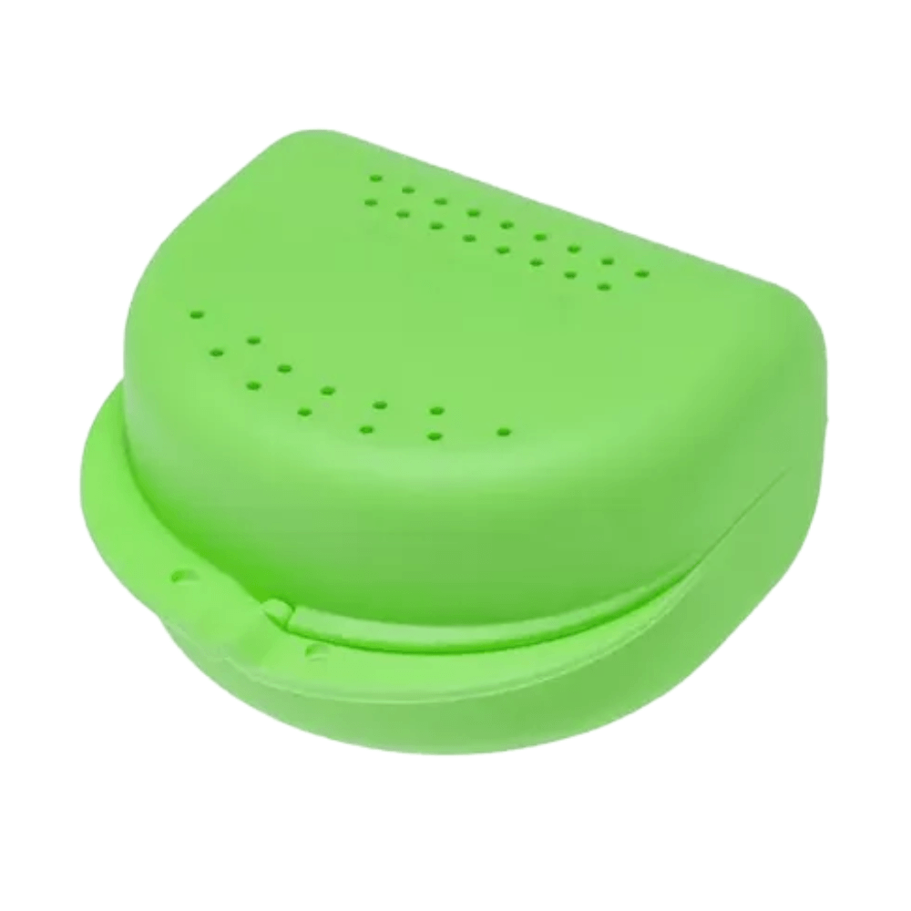 Zahnspangenbox AMPri Dental für Erwachsene, grüne Aufbewahrungsbox mit Belüftungslöchern, 80×80×45 mm