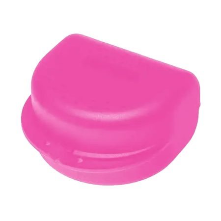 Zahnspangenbox AMPri Dental für Erwachsene, robuste PP Aufbewahrungsbox 80×80×45 mm, pink