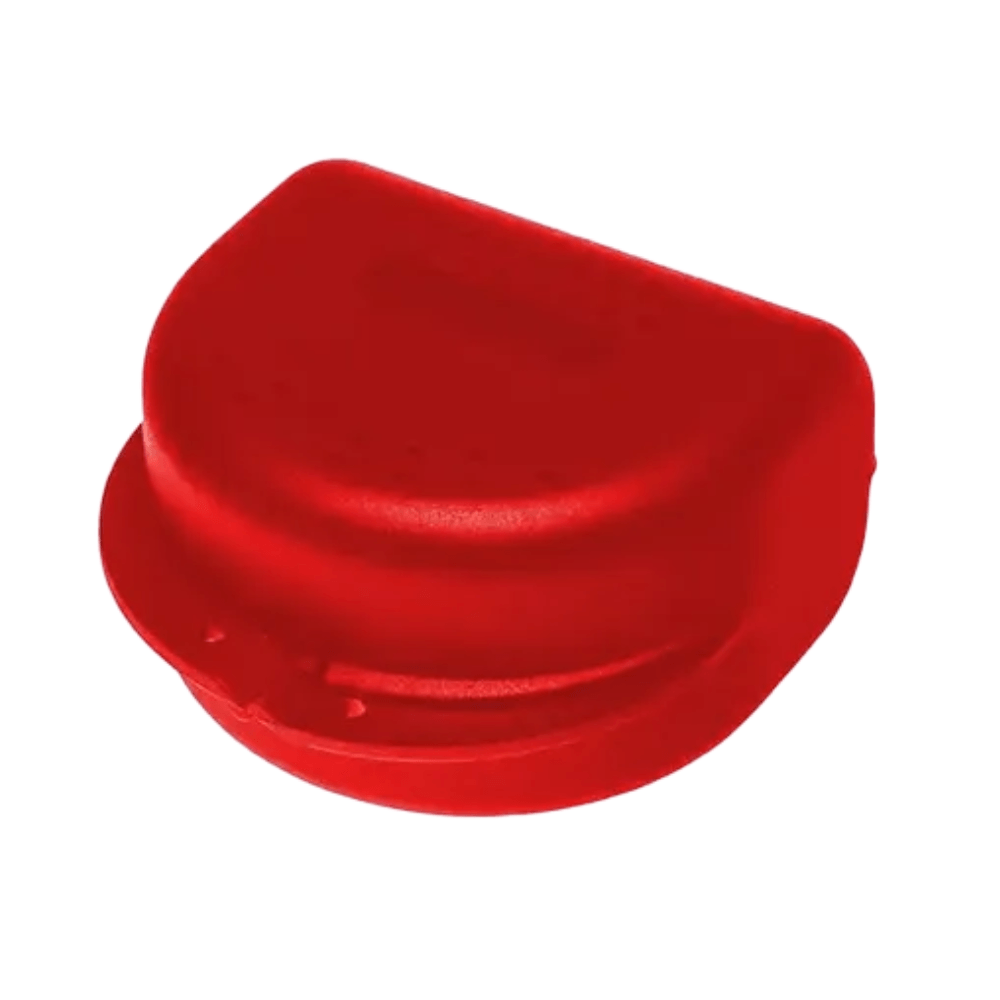 Zahnspangenbox für Erwachsene von AMPri Dental, robuste rote Aufbewahrungsbox 80 x 80 x 45 mm für Zahnspange