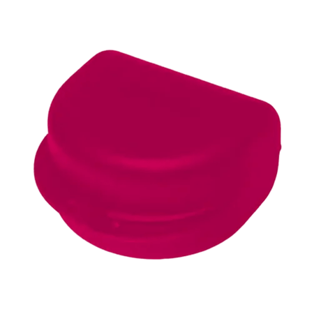 Zahnspangenbox AMPri Dental für Erwachsene, stabile PP Aufbewahrungsbox 80×80×45 mm, pink, für Zahnspange & Retainer