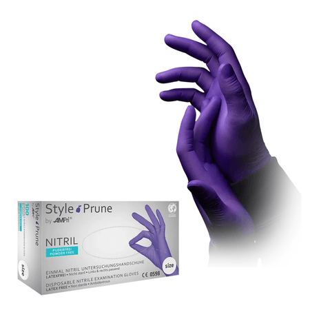 Nitrilhandschuhe AMPri STYLE PRUNE puderfrei by MED-COMFORT in Dunkellila – Einmalhandschuhe aus Nitril, Schutz- und Untersuchungshandschuhe