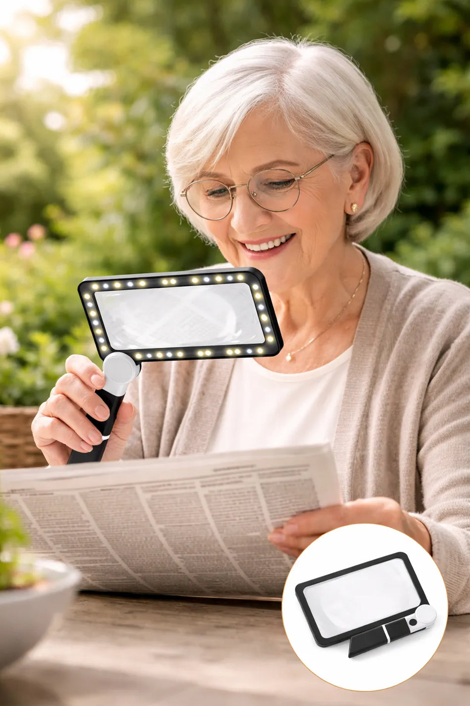 LED Lupe 5x mit 48 LEDs & Klappgriff