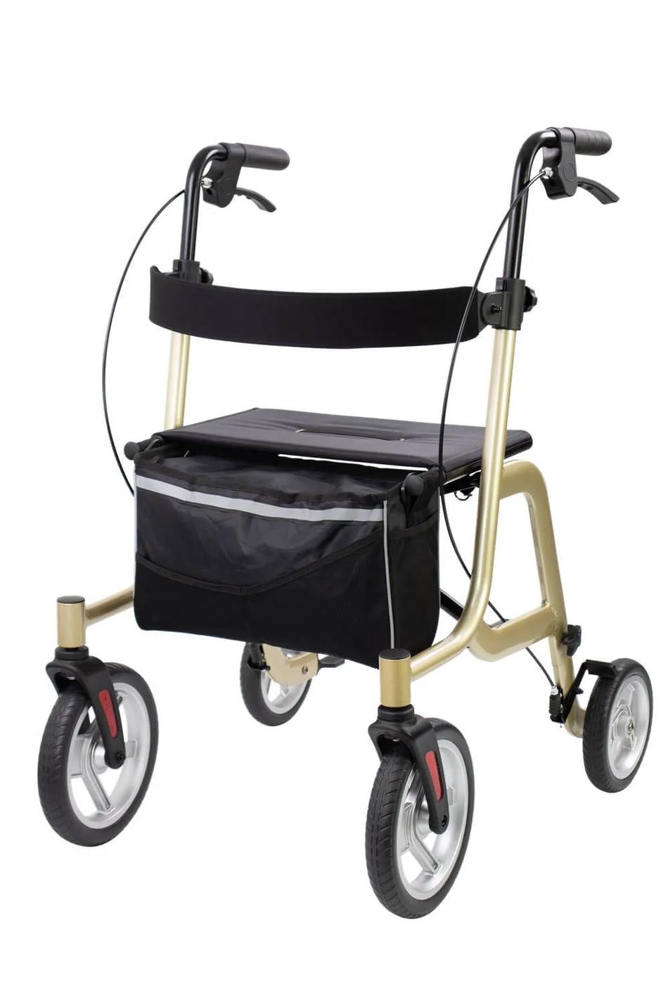 Aluminium Rollator Gold mit Sitz und Softrädern