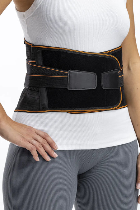 Wirbelsäulenorthese mit Magneten zur LWS-Stabilisierung – Lendenwirbelstütze mit Metallstreben und Klettverschluss zur Entlastung