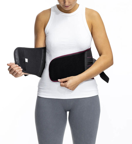 Wirbelsäulenorthese mit Magneten zur Stabilisierung der LWS, Lendenwirbelstütze mit Klettverschluss und Metallschienen