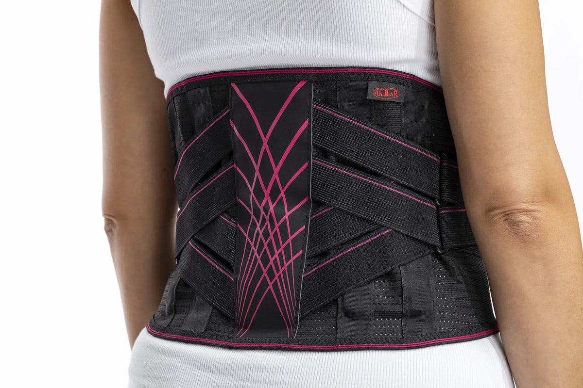 Wirbelsäulenorthese mit Magneten zur Stabilisierung und Entlastung der LWS, Rückenorthese mit Gurtsystem und Stützelementen