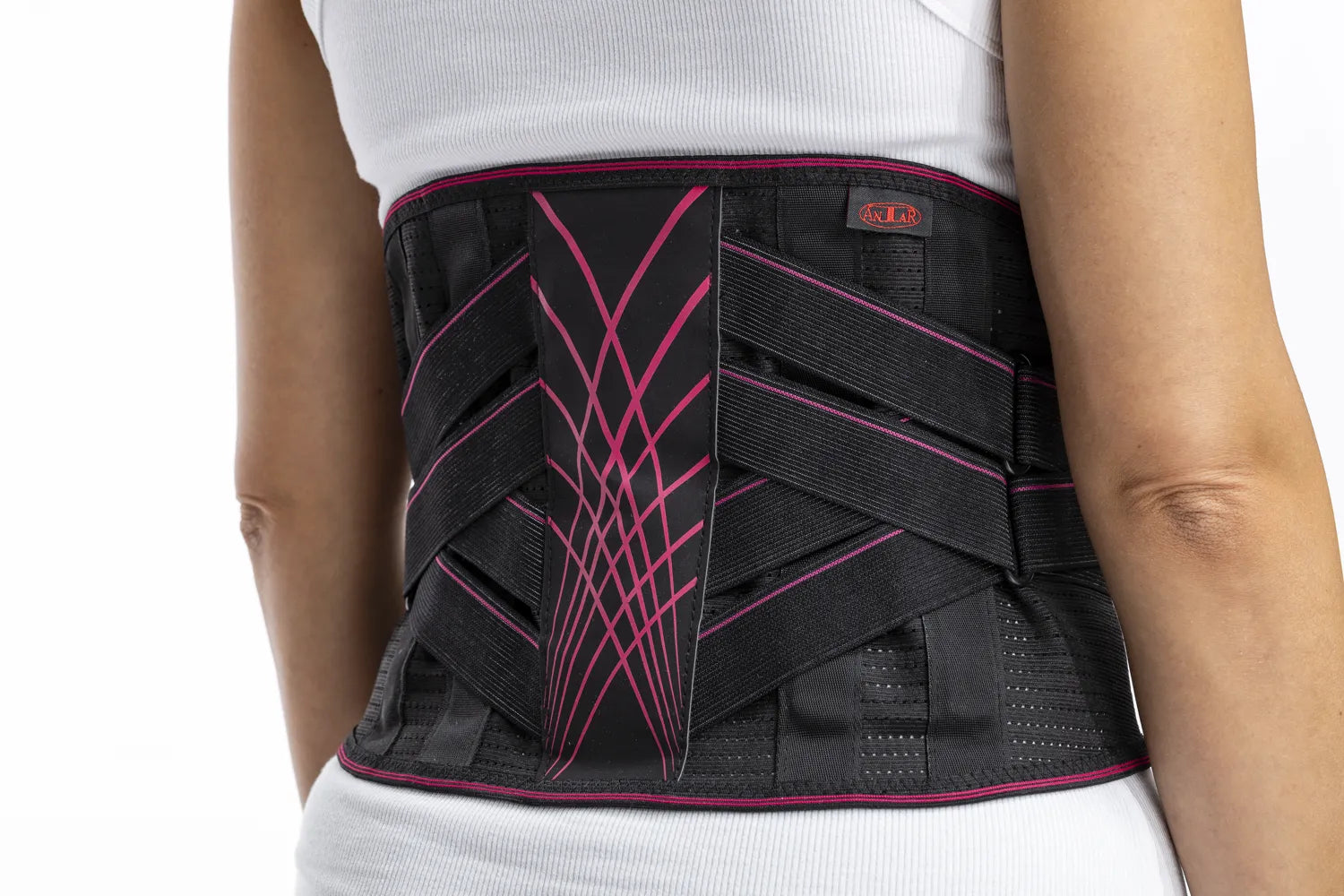 Wirbelsäulenorthese mit Magneten zur Stabilisierung und Entlastung der LWS, Rückenorthese mit Gurtsystem und Stützelementen