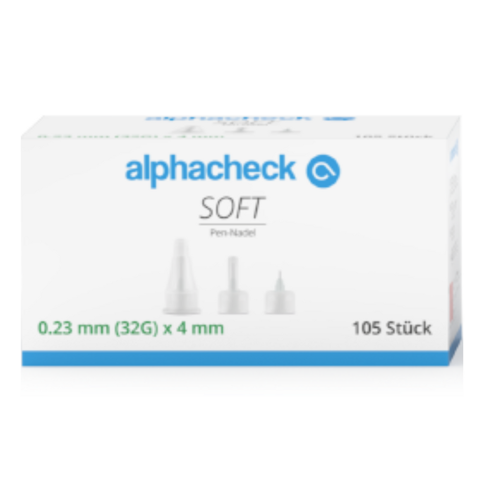 Alphacheck soft Pen-Nadeln, verschiedene Größen, 105 Stück/Packung