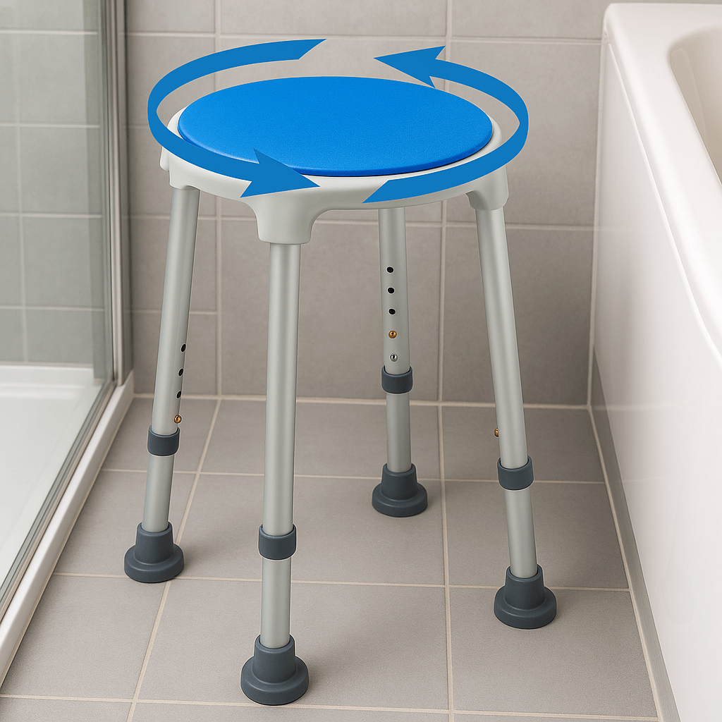Drehbarer Duschhocker BLUE SEAT – höhenverstellbar & rutschsicher-Rehavibe