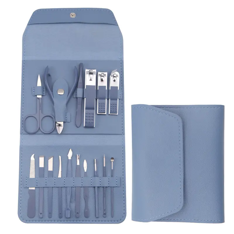 Maniküre Set aus PU-Leder - 16-teilig – Premium Nagelpflege Set, Profi Pediküre & Maniküre Kit für Damen & Herren, Nagelschere, Nagelknipser & Pflegewerkzeuge