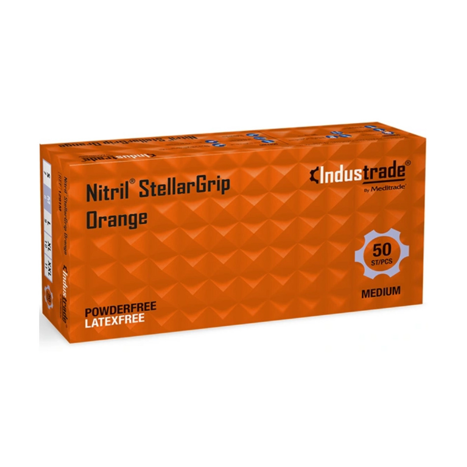 Meditrade StellarGrip, orange Einweghandschuh aus Nitril