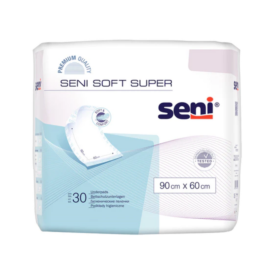 Seni Soft Super Bettschutzunterlagen 90x60 cm | Packung (25 Stück)