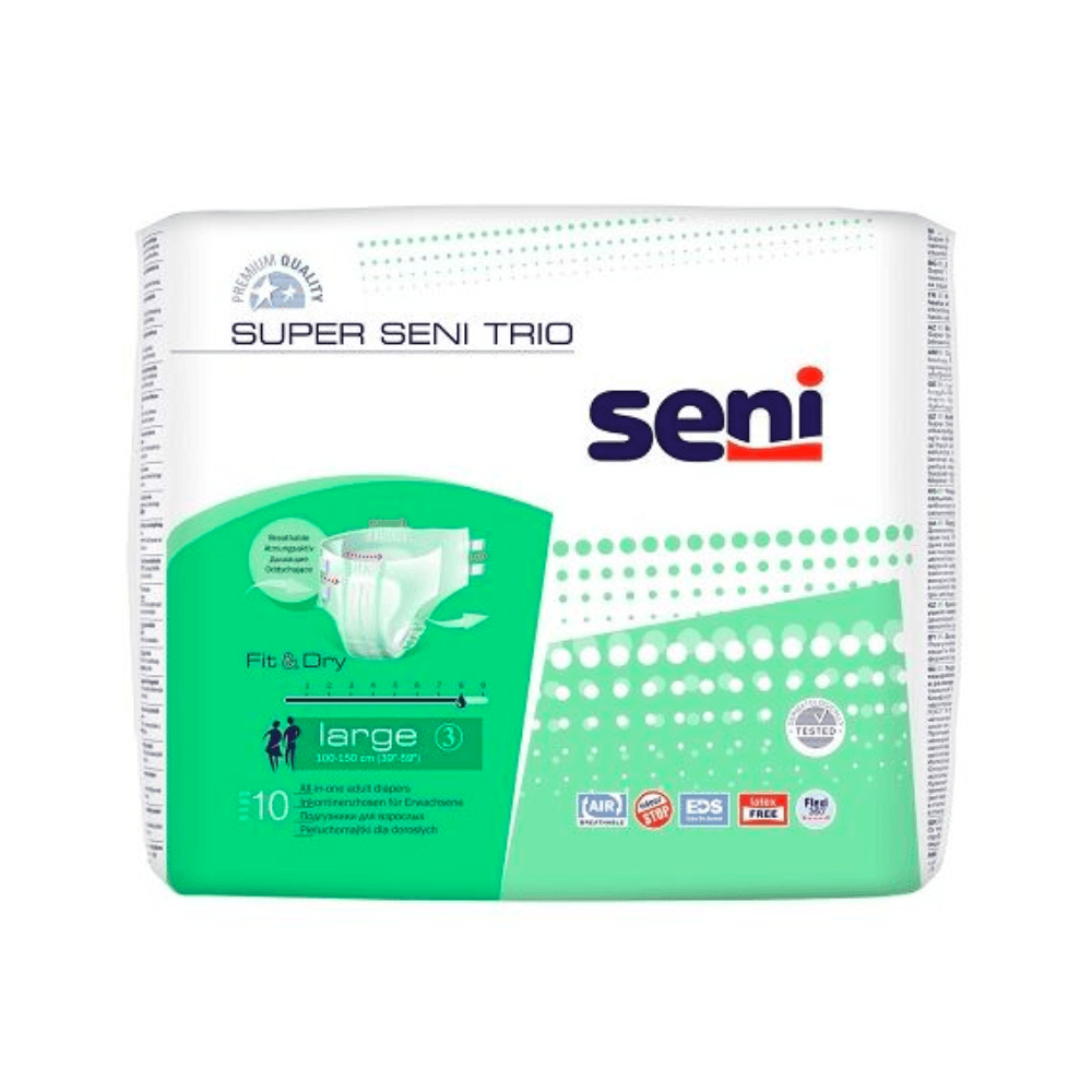 Inkontinenzhosen Super Seni Trio, Größe Large 3, 10 Stück – atmungsaktive Inkontinenzhose für schwere bis sehr schwere Inkontinenz