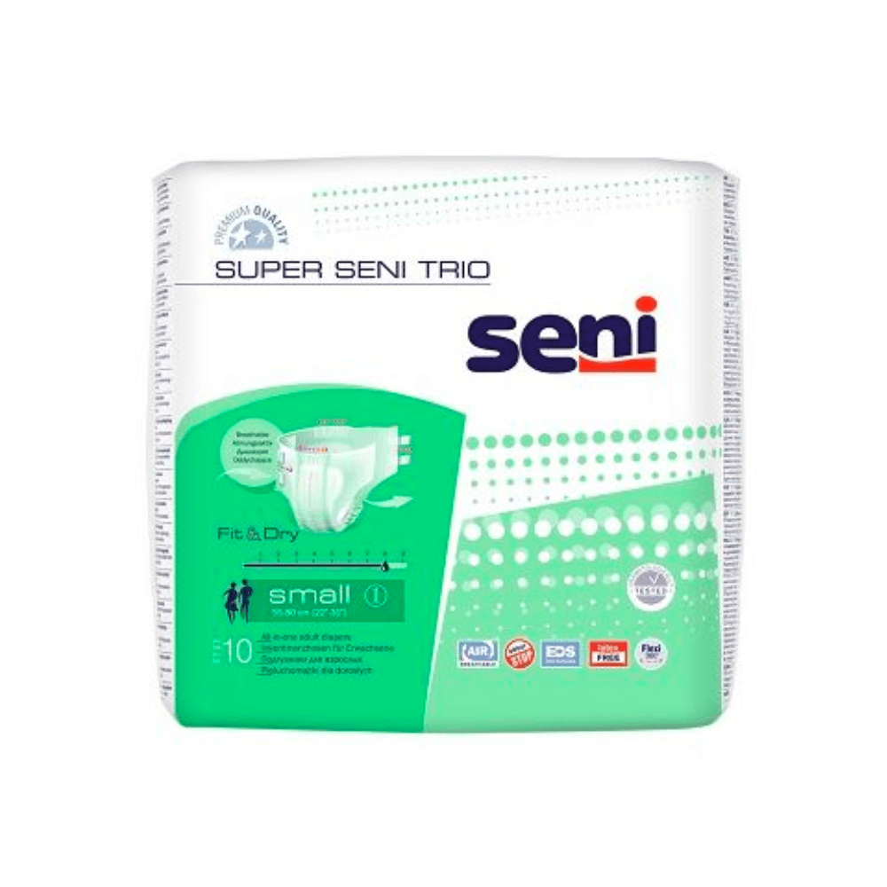 Inkontinenzhosen Super Seni Trio Größe S-XL, 10 Stück Packung Seni Fit & Dry Small, atmungsaktive Inkontinenzhose