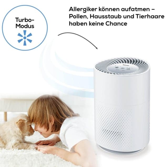 Luftreiniger LR 220 im Turbo-Modus, entfernt Pollen, Hausstaub und Tierhaare für saubere Raumluft bis 37 m²