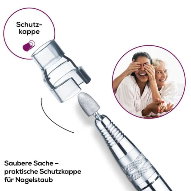 maniküre pediküre gerät mit Schutzkappe gegen Nagelstaub, Profi-Nagelfräseraufsatz für saubere Maniküre & Pediküre